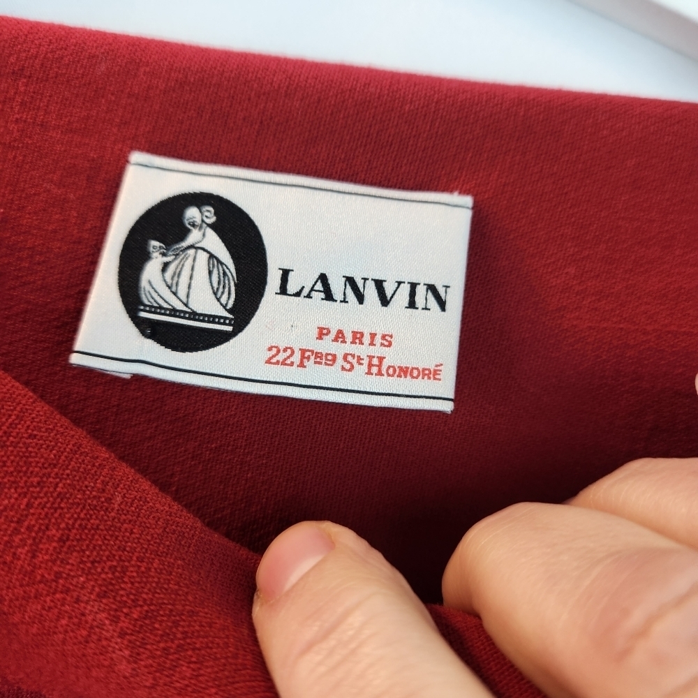 Lanvin Red Wool Raw Seam Asymmetric Dress size 12(44fr) in EUC - Picture 10 of 16